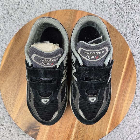 New Balance FuelCell 990v6 Black Silver Casual Hook Loop Sneaker Kid 2 XW X-Wide - Picture 5 of 14